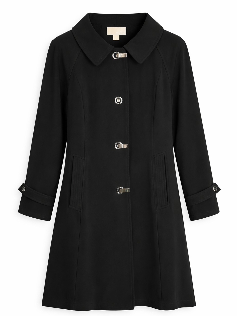 MICHAEL Michael Kors Women’s Medium Black Trench Coat Turn Lock Belted Jacket